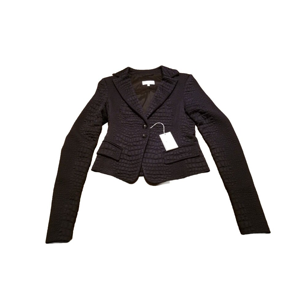 NWT Patrizia Pepe Giacca Jacket Women's Size 42 Dark Blue Blazer Reptile Scales - Picture 1 of 6